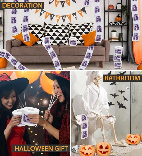 Miniatura 5 de Printed TP Papel higiénico impreso de noche de terror de Halloween, regalo de broma, rollo de papel higiénico aterrador para sorpresa, broma, Noche