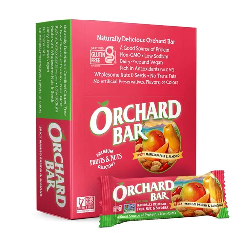 Orchard Bar s Barras de frutas y nueces sin OMG, mango y papaya almendra, 1.4 onzas, paquete de 12