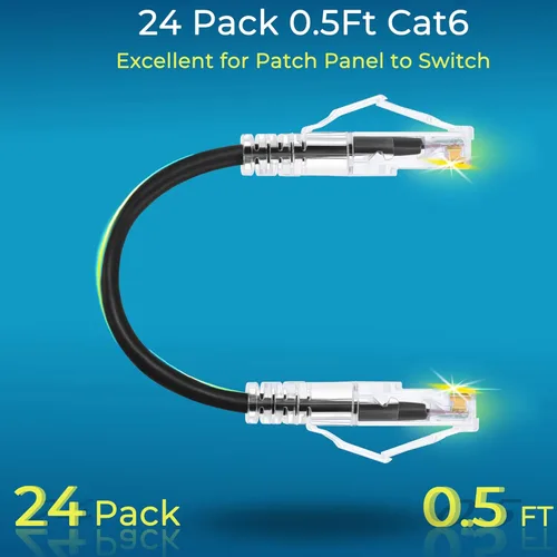 Miniatura 2 de Rapink Patch Cables Cat6/ Cat6a - Cable de conexión Ethernet Cat6 / Cat6a, compatible con 10G, cable de conexión Cat 6 sin enganches para panel