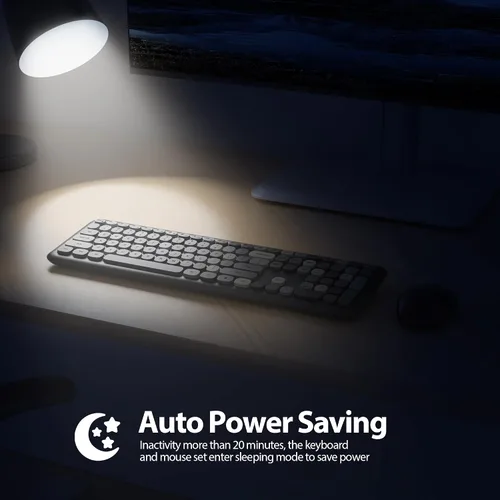 Miniatura 4 de Combo de teclado y mouse inalámbricos para máquina de escribir, 2.4G Office 104 teclas de tamaño completo, retro punk, lindo negro con teclas