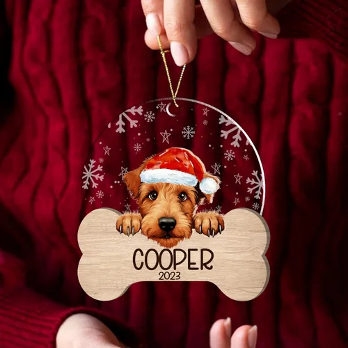 Miniatura 148 de Nazenti American Pit Bull Terrier Adorno de Navidad, adorno de perro fotográfico, adorno de perro personalizado, adornos de fotos de madera