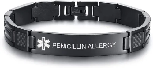 Miniatura 20 de VNOX Pulsera ajustable de acero inoxidable cepillado de 2 tonos con grabado personalizado gratis, identificación de alerta médica, unisex