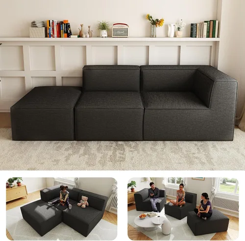 Miniatura 45 de Sofá Seccional Comprimido de 106" Sofás Modulares en Forma de L con Chaise, Espuma de Alta Densidad Sin Ensamblaje Requerido, 4 Piezas