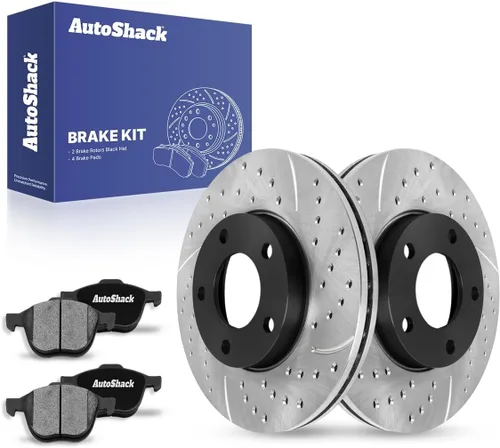 Miniatura 11 de AutoShack Pastillas de freno de cerámica para rotores de freno delanteros perforados y ranurados, repuesto para Mazda 3 2004-2013 2009 2010 2012