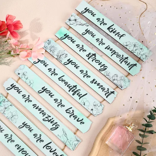 Miniatura 3 de Yookeer Un juego de 9 piezas inspiradoras florales de París para decoración de pared con afirmaciones You Are Loved Affirmations, arte de pared