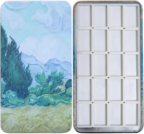 Miniatura 23 de Estuche de lata de paleta de acuarela con 40 piezas de sartenes vacías de plástico blanco con cuadrados magnéticos para transportar - Paleta