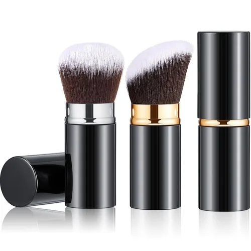Miniatura 8 de Tessco for you 2 brochas de maquillaje retráctiles Kabuki, brochas de maquillaje en polvo, base, brochas de viaje portátiles para rubor