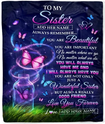Miniatura 10 de Manta personalizada con texto en inglés «To My Sister from Sister Wood» No Matter Where Life Takes Us Soul Sister cumpleaños, Navidad, graduación