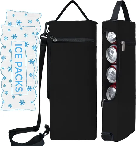 Bolsa enfriadora de golf con bolsa de hielo con aislamiento de lados suaves, capacidad para 6 latas o 2 botellas de vino, funda gris camuflaje para