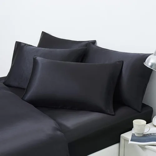 Miniatura 59 de Ersmak Juego de 2 fundas de almohada de satén estándar, ultra suaves y sedosas para cabello y piel, resistentes a las arrugas a la decoloración