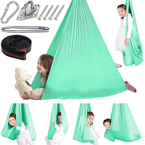 Miniatura 13 de Chihee Columpio Sensorial Terapéutico Hamaca para Interiores y Exteriores para Niños, Herrajes Incluidos, Columpio Suave y Transpirable de Nailon
