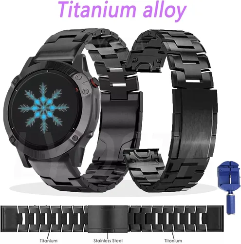 Miniatura 2 de COOVS Correa de reloj de aleación de titanio para Fenix 6X de 22 1.024 in para Garmin Fenix 6 6X Pro 5 5XPlus 935 945 D2