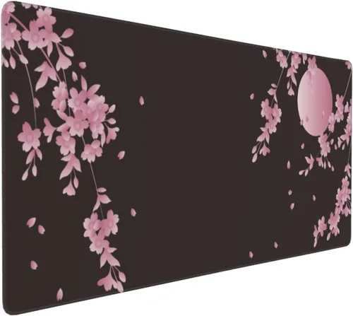 Miniatura 22 de Alfombrilla de mouse XXL para juegos grande, color rosa Sakura Death Life, alfombrilla de escritorio extendida, base de goma antideslizante de 35.4