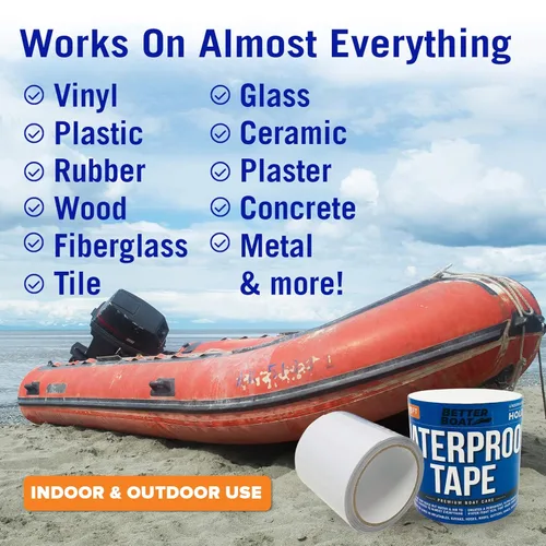 Miniatura 4 de Better Boat Cinta impermeable blanca para fugas, sellador de grado marino resistente, 15 pies x 4 pulgadas, para piscinas, canalones, reparación