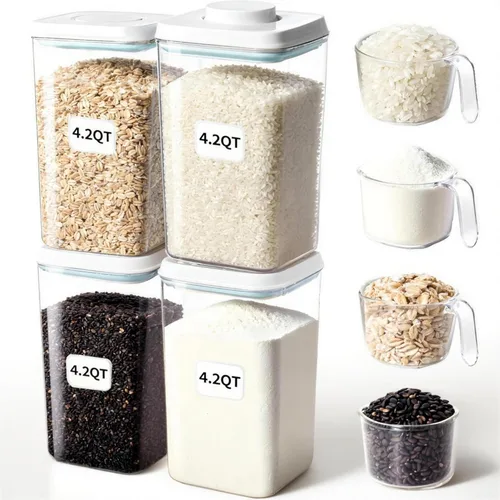 Miniatura 10 de Recipientes herméticos apilables con tapas, almacenamiento hermético de alimentos, recipientes de almacenamiento de despensa de cocina para 15