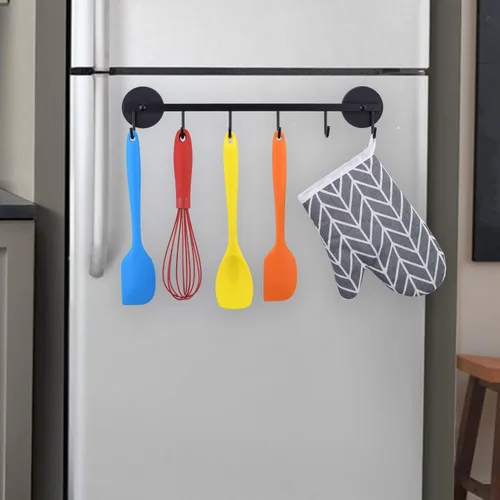 Miniatura 3 de Soporte magnético para utensilios de 6 ganchos, organizador de herramientas para refrigerador, gabinete de metal, estufa de metal, parrilla, barbacoa