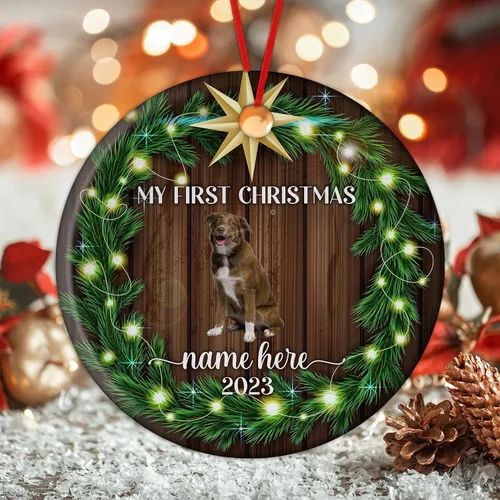 Prezzy Adorno personalizado de Aussiedor para la primera Navidad, corona divertida 2023, decoración del árbol de Navidad, regalos de recuerdo para