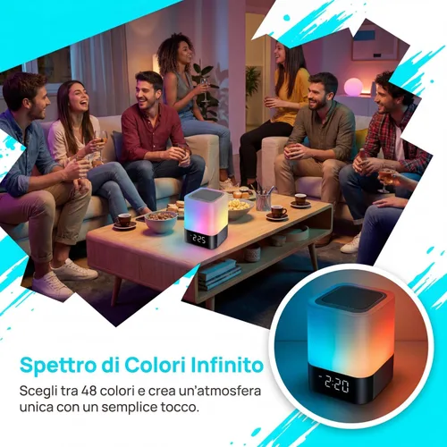 Miniatura 6 de Gallstep Luces nocturnas Altavoz Bluetooth, despertador, altavoces Bluetooth, sensor táctil, lámpara de noche regulable multicolor cambiante
