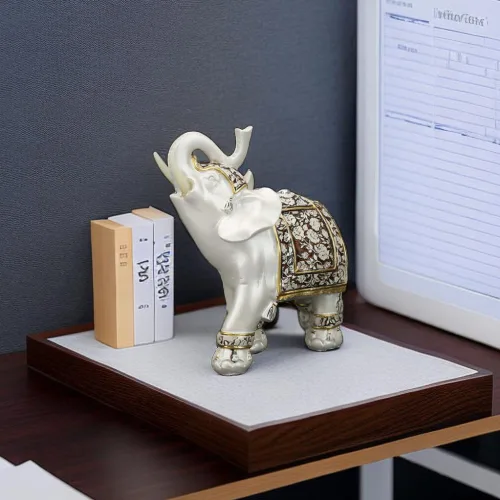 Miniatura 5 de Estatua decorativa de elefante de resina blanca, 6.7 pulgadas, adorno coleccionable de Feng Shui de buena suerte y riqueza para oficina en casa