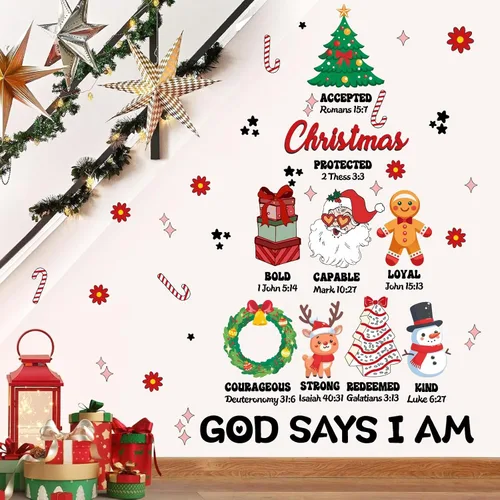 Miniatura 3 de Calcomanías de pared de Navidad, citas de Navidad, calcomanías de pared para decoración de interiores inspiradoras para niños, calcomanías de pared