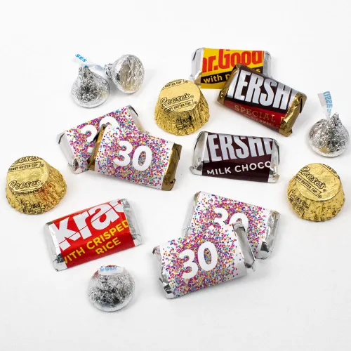 Miniatura 11 de Kit de 200 caramelos personalizados para cumpleaños número 50, regalos de fiesta de chocolate para invitados, suministros de bufé de dulces