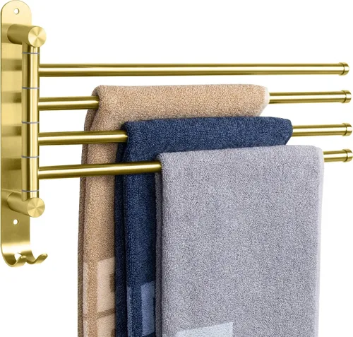 NearMoon - Toallero giratorio, barra de toalla de acero inoxidable 304 de 13.8" de grosor con 4 brazos, soporte de toalla montado en la pared para