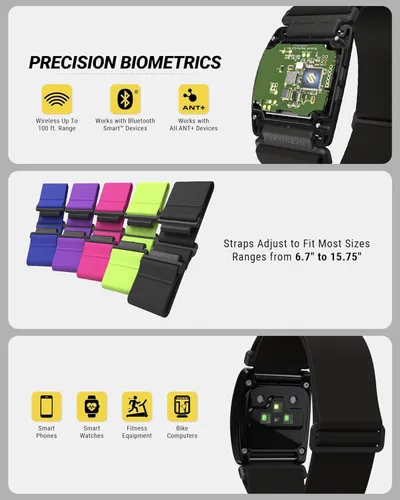 Miniatura 7 de Scosche Rhythm+ 2.0 - Pulsera con monitor de frecuencia cardíaca para correr, ciclismo, ejercicio y recuperación con Bluetooth, ANT+, sensor óptico