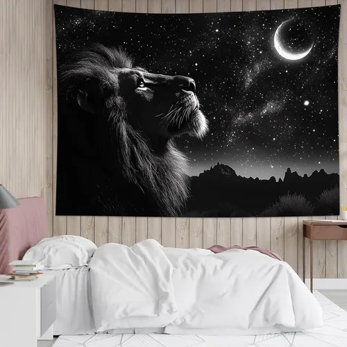 Miniatura 23 de HVEST Tapiz de pared de lobo para colgar en la pared, tapiz de animales salvajes, lobos aullidos en tapices nevados, escena de nieve de invierno