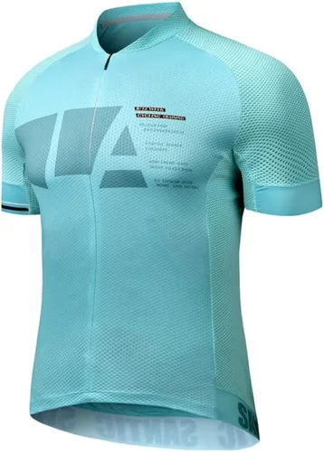 Miniatura 32 de Santic Camiseta de ciclismo para hombre, manga corta, camiseta de ciclismo de carretera, cremallera completa, UPF 50+, MTB con bolsillos