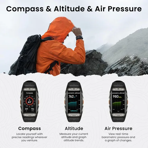 Miniatura 7 de Reloj inteligente GPS para hombres y mujeres, vidrio curvado 3D, cuerpo completo de acero inoxidable, 6 posicionamientos satelitales, brújula, 164.0