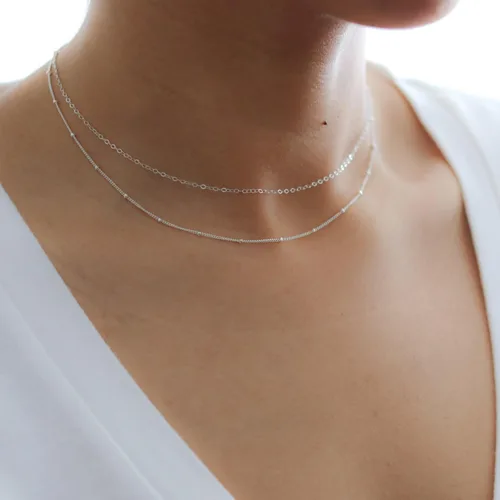 Miniatura 3 de Collares en capas para mujer, modernos collares en capas de oro de 14 quilates para mujeres, collares de cadena de oro de moda, joyería