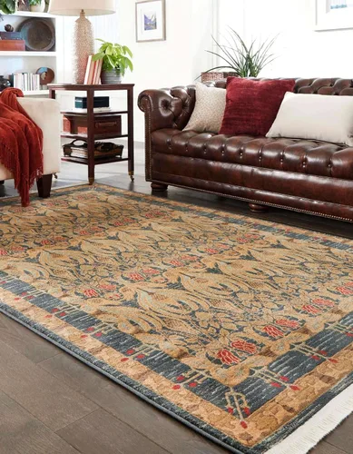 Miniatura 4 de Unique Loom Edinburgh Collection - Alfombra rectangular (2 pies x 3 pies 1 pulgada, rectangular, azul marino/bronceado)