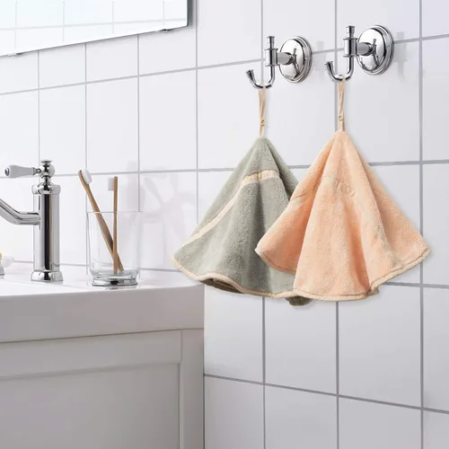 Miniatura 4 de R HORSE 4 toallas de mano colgantes con lazo absorbente de forro polar coral, toallas de mano suaves y gruesas, toallas secas para cocina y baño