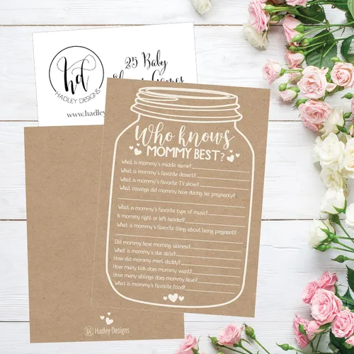 Miniatura 5 de Hadley Designs Juegos de baby shower para 25 invitados – Kraft Who Knows Mommy Best Baby Shower Game, juegos de baby shower para niños y niñas