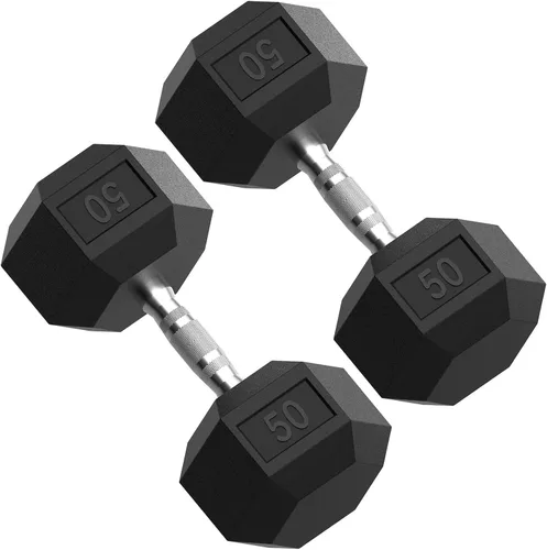 Miniatura 20 de PAPABABE HEX Juego de Mancuernas 2.5-125lb, Mancuernas de Gimnasio en Casa con Revestimiento de Goma, Mancuernas de Pesas para Ejercicio y Fitness