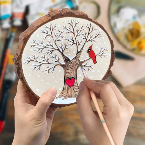 Miniatura 3 de Fuyit Rebanadas de madera sin terminar para centros de mesa, 10 discos redondos de madera natural de 4.7 a 5.1 pulgadas con corteza