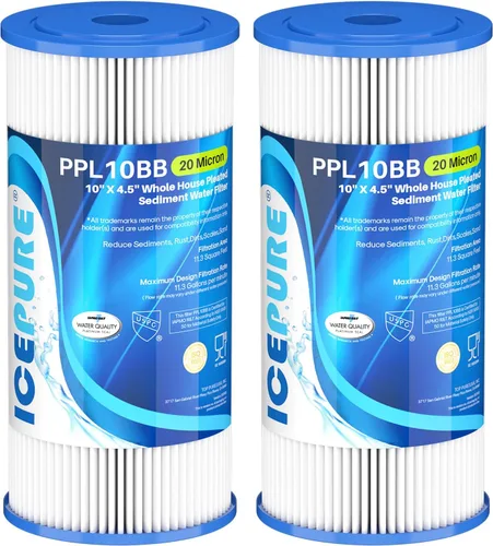 Miniatura 16 de ICEPURE Filtro de agua plisado de sedimento para toda la casa de 5 micrones de 10" x 4.5" de repuesto para GE FXHSC, Culligan R50-BBSA, Pentek