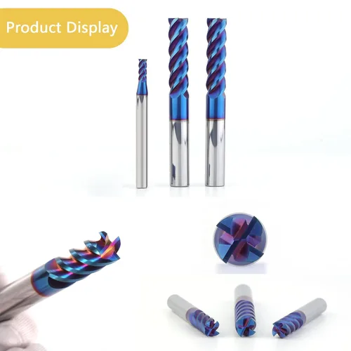 Miniatura 4 de Juego de fresas de extremo cuadrado de carburo sólido de 1/2 "65HRC extralarga de 4 pulgadas, cortador de fresado CNC de 4 flautas para acero