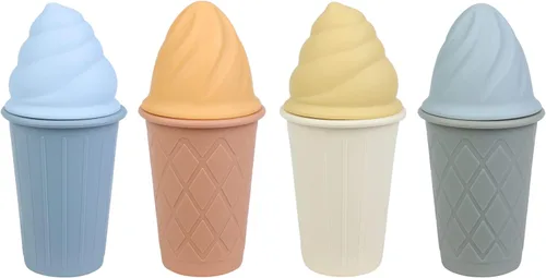 BLUE GINKGO Juguetes de arena de helado - Juego de 4 juguetes de silicona para la playa | Fácil de limpiar, apto para viajes | Juguetes de arena,