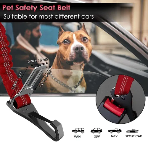 Miniatura 5 de SlowTon Correa de cinturón de seguridad para perro, cinturón de seguridad ajustable para perros, 2 en 1 con cierre de barra, cinturón de seguridad