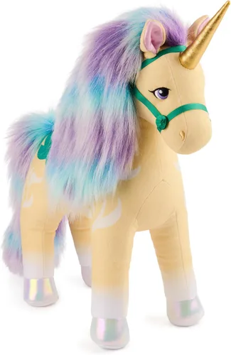Unicorn Academy Peluche Oficial de Leaf, Animal de Peluche de Unicornio, Juguetes para Niñas de 1 Año en Adelante, Amarillo, 15"