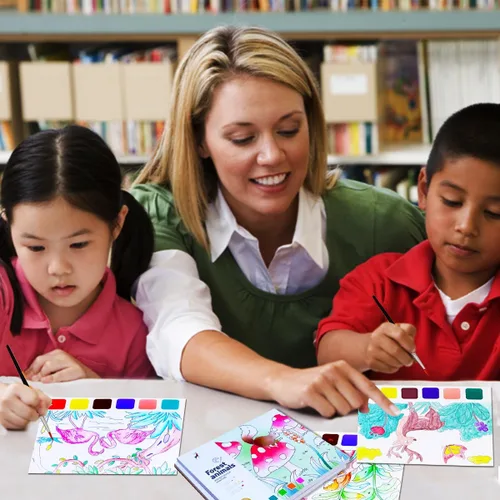 Miniatura 3 de JUNQIU Juego de 3 Sets de Pintura de Acuarela para Niños, Libros de Pintar con Agua, Libro de Pintura de Acuarela de Bolsillo, Artes y Manualidades