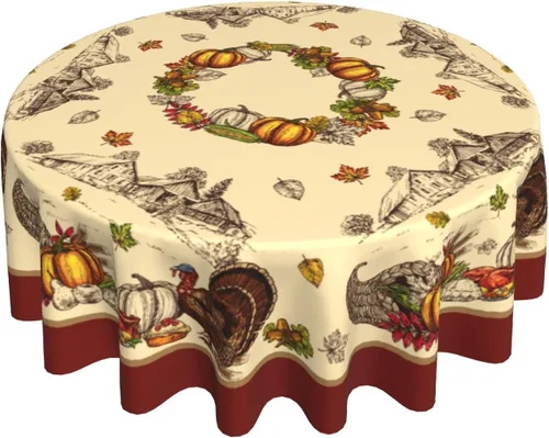 Miniatura 46 de Giwawa Mantel redondo azteca del suroeste de 60 pulgadas, diseño étnico tribal geométrico, estilo vintage, mantel circular bohemio y chic lavable