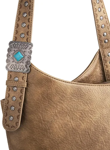 Miniatura 2 de Wrangler - Bolso de cuero con flecos para mujer, bolso hobo occidental, color turquesa, bolso de hombro