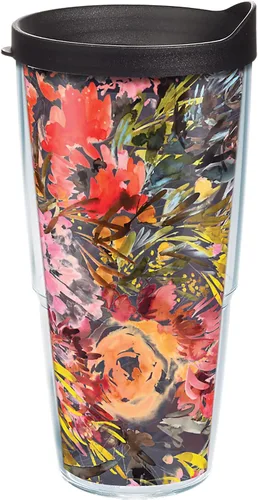 Tervis Kelly Ventura - Colección Floral hecha en Estados Unidos Vaso aislado de doble pared para viajes mantiene las bebidas frías y calientes, 24