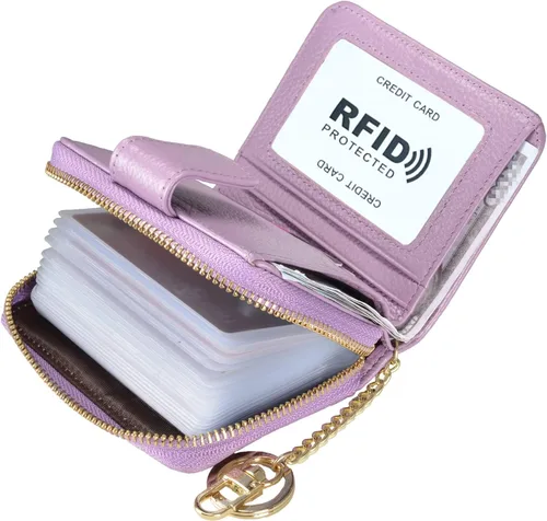 Miniatura 8 de Beurlike billetera de cuero, con tarjetero con bloqueo RFID, organizador, billetera segura para mujer