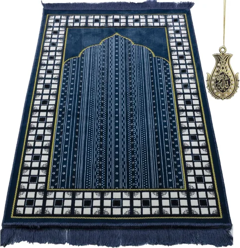 Modefa Alfombra de oración islámica turca, alfombra de terciopelo fina y ligera, alfombra de oración musulmana suave Janamaz, regalo de Ramadán o
