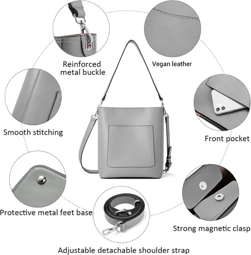 Miniatura 6 de BROMEN - Bolso de cuero para mujer, bolso estilo Hobo para llevar al hombro o cruzado