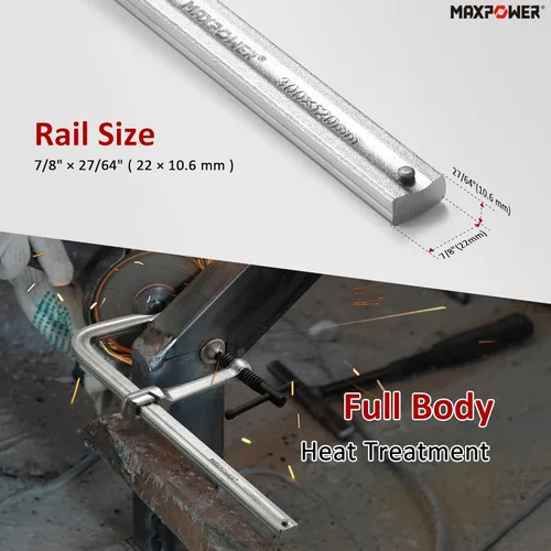 Miniatura 3 de MAXPOWER Abrazadera en F resistente de 12 pulgadas x 4-3/4 pulgadas de garganta (300 x 120mm de garganta), paquete de 4