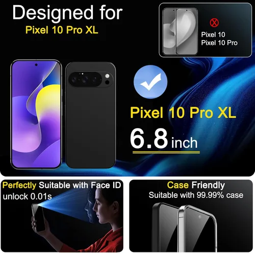 Miniatura 2 de Ferilinso [Instalación Automática de Polvo] Pack de 3 Protectores de Pantalla de Privacidad para Google Pixel 10 Pro XL, Accesorios Compatibles